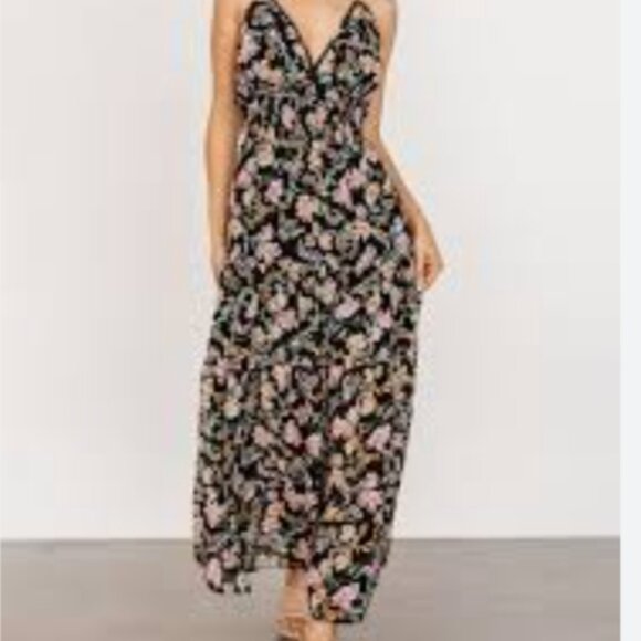 Andrea Halter Maxi Dress | Black Multi Floral BNWT - Picture 1 of 4